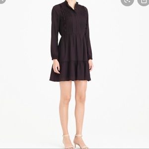 J.Crew Black Long Sleeve Ruffled Dress